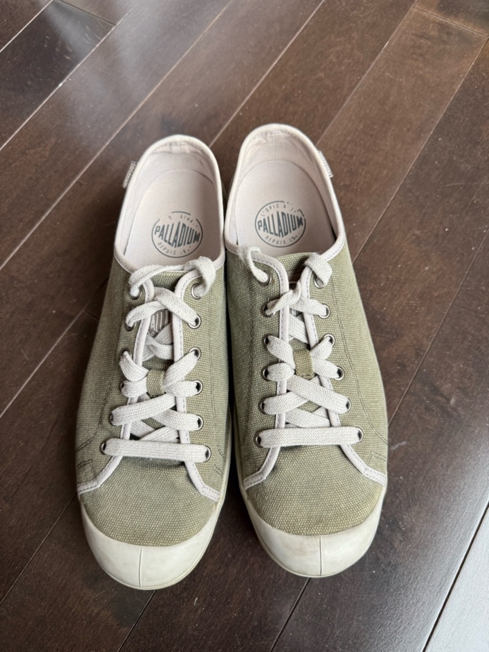 Palladium Olive Green Canvas Low-Profile Sneakers